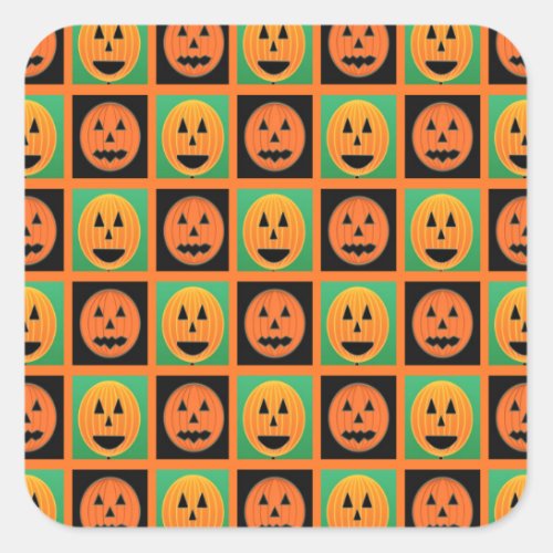 Happy Halloween pumpkin faces Square Sticker