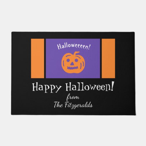 Happy Halloween Pumpkin Family Name Doormat