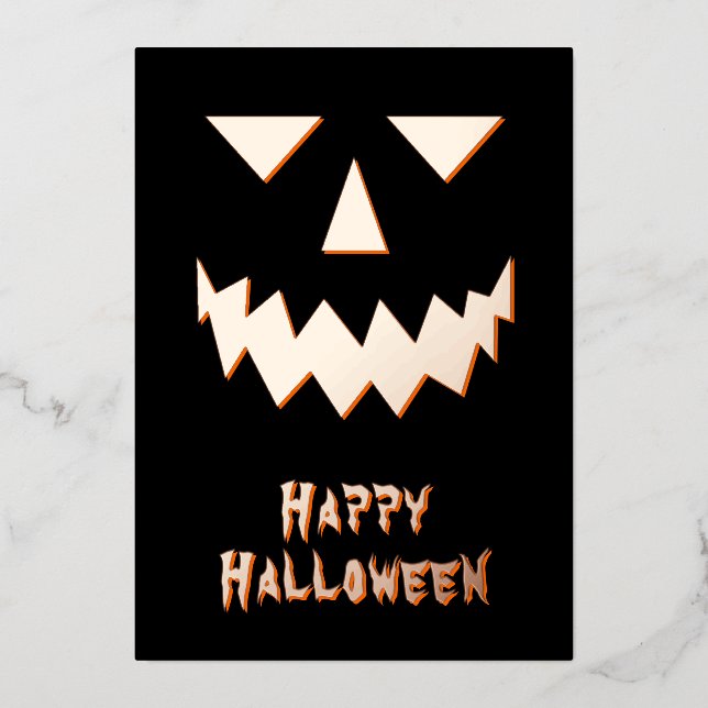 Happy Halloween Pumpkin Foil Holiday Card (Front)