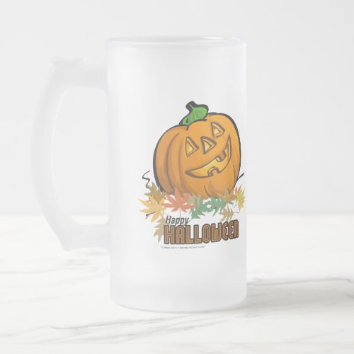 Happy Halloween Pumpkin Frosted Glass Beer Mug