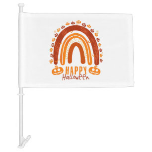 Happy Halloween Pumpkin Funny Halloween Rainbow Car Flag
