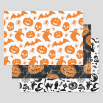 Happy Halloween Pumpkin Ghost Pattern Wrapping Paper Sheets