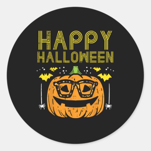 Happy Halloween Pumpkin Glasses Costume Women Girl Classic Round Sticker