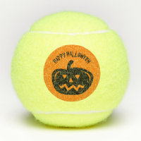 Happy Halloween pumpkin head carving tennis balls