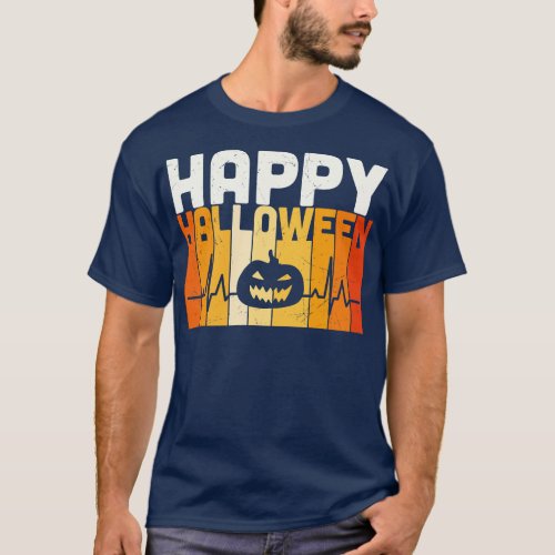Happy Halloween Pumpkin Heartbeat Funny Halloween  T_Shirt