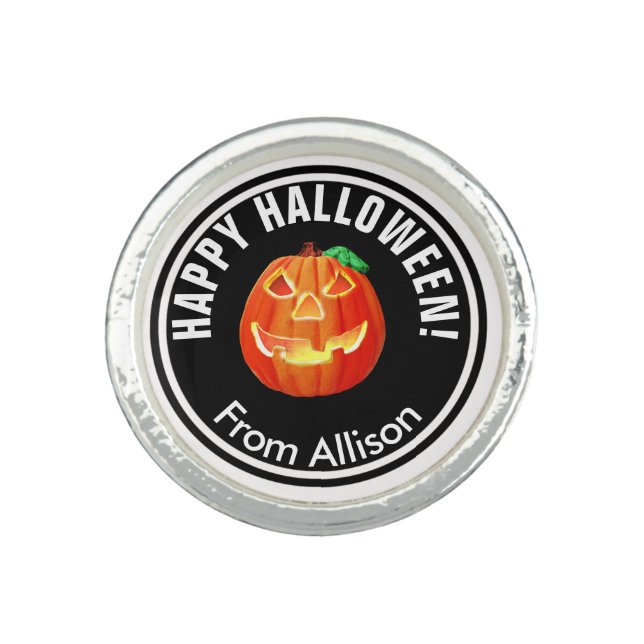 Happy Halloween Pumpkin ID212 Ring (Front)
