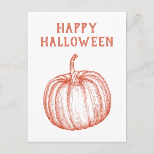 Happy Halloween Pumpkin Illustration Holiday Postcard