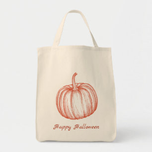 Happy Halloween Pumpkin Illustration Tote Bag
