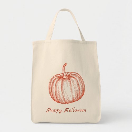 Happy Halloween Pumpkin Illustration Tote Bag