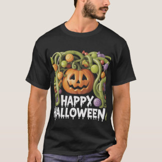 Happy Halloween Pumpkin Illustration with Candy  T-Shirt