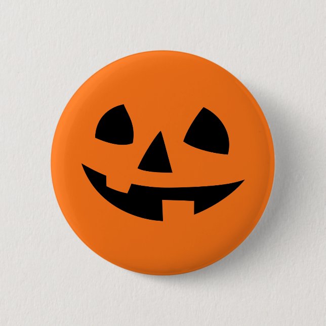 Happy Halloween pumpkin isolated funny smile icon Pinback Button (Front)