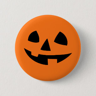 Happy Halloween pumpkin isolated funny smile icon Pinback Button