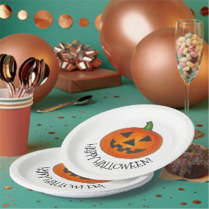 Happy Halloween Pumpkin Jack o' Lantern Party Paper Plates