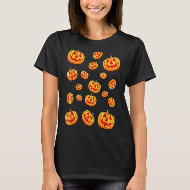 Happy Halloween Pumpkin Jack O Lanterns T-Shirt (Front)