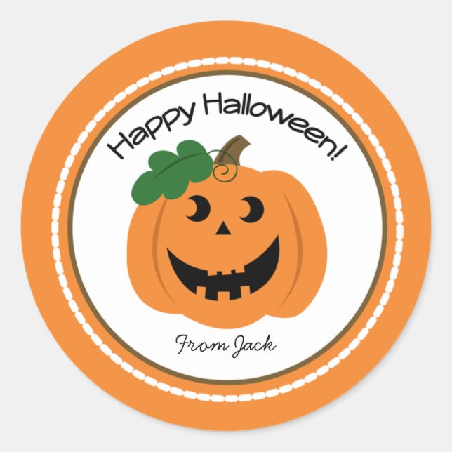 Happy Halloween Pumpkin Jackolantern Favor Sticker (Front)