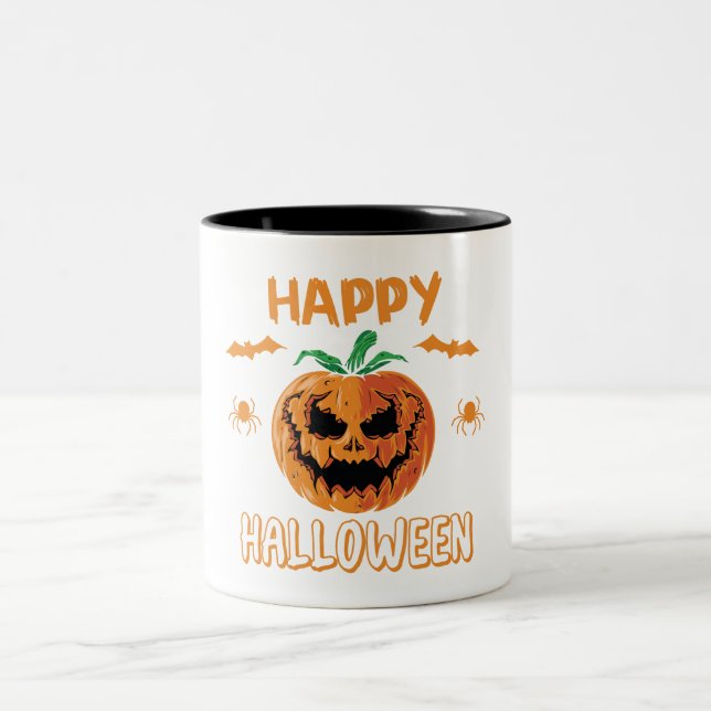 "Happy Halloween Pumpkin Mug – Spooky Coffee Cup  (Center)