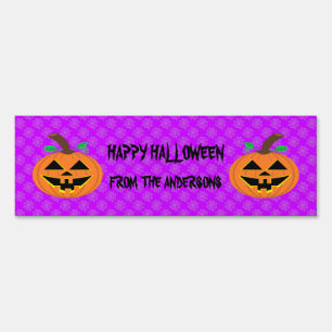 Happy Halloween Pumpkin on Purple Garden Sign