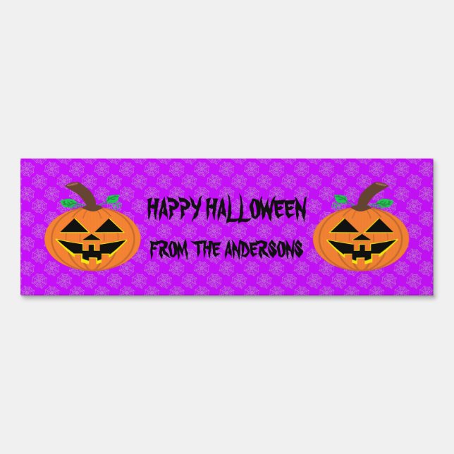 Happy Halloween Pumpkin on Purple Garden Sign (Front)
