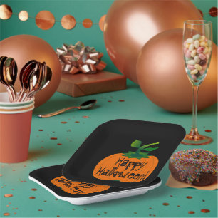 Happy Halloween Pumpkin Paper Plates