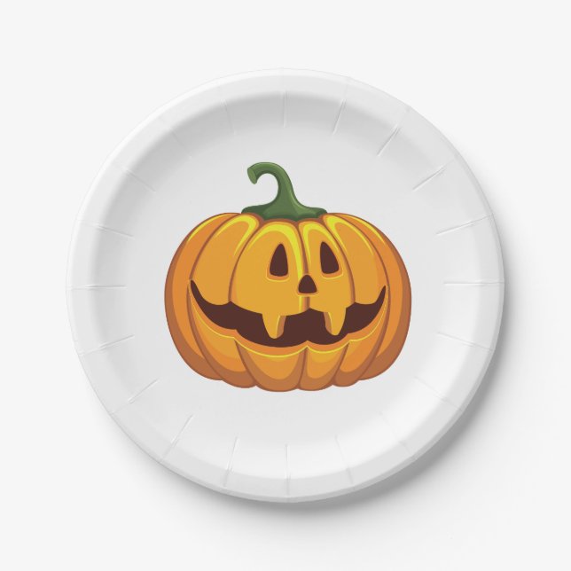 Happy Halloween Pumpkin Party Paper Plates (Front)