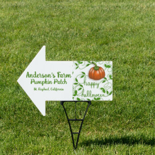 Happy Halloween Pumpkin Patch Business Arrow Sign