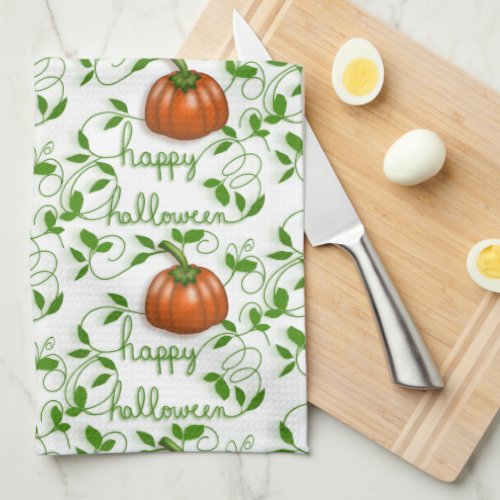 Happy Halloween Pumpkin Patch Business Kitchen Towel