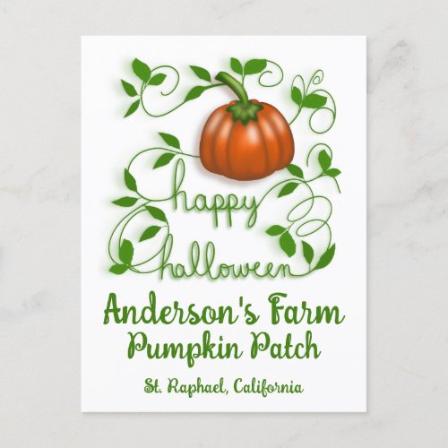 Happy Halloween Pumpkin Patch Business Postcard