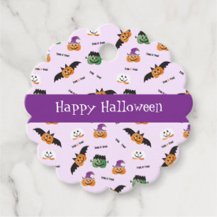 Happy Halloween Pumpkin Pattern Dressed Up Favor Tags