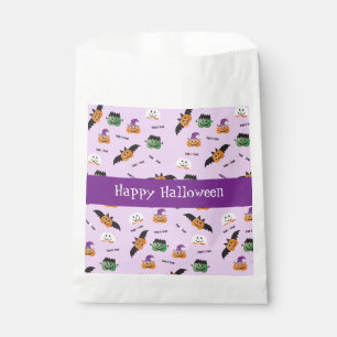 Happy Halloween Pumpkin Pattern Purple Napkins Favor Bag