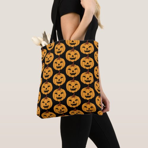 Happy Halloween Pumpkin Patterned Trick or Treat Tote Bag