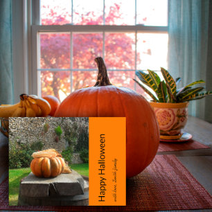 Happy Halloween pumpkin photo Announcement Postcard