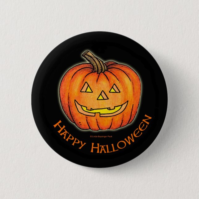 Happy Halloween Pumpkin Pinback Button (Front)