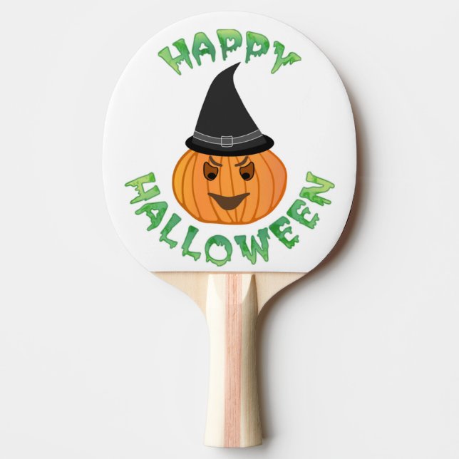 "HAPPY HALLOWEEN" PUMPKIN Ping-Pong PADDLE (Front)