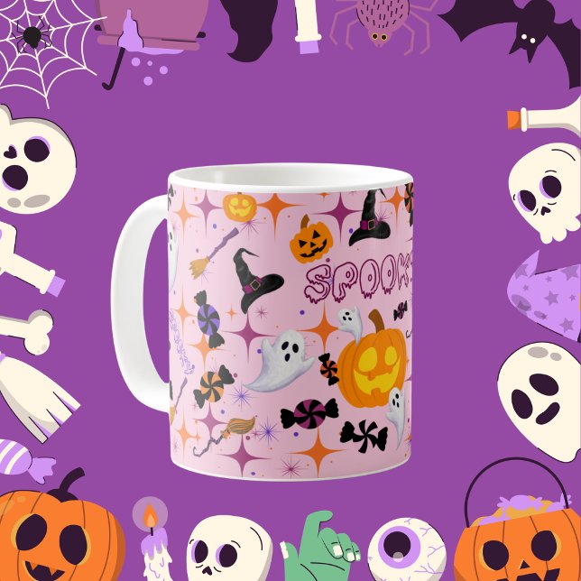 Happy Halloween Pumpkin Pink Festive Mug (Creator Uploaded)