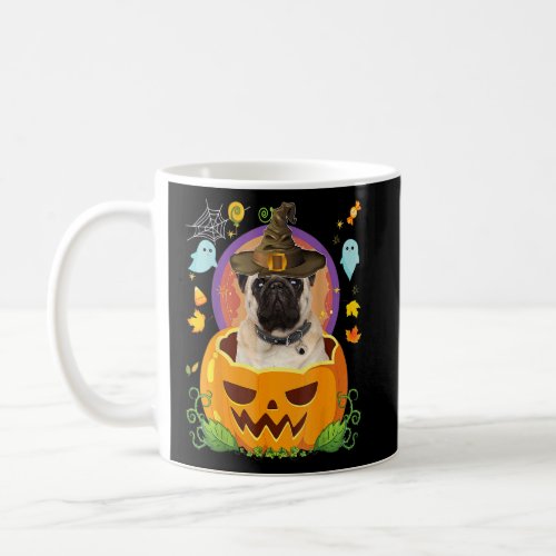 Happy Halloween Pumpkin Pug Dog Witch Cute Hat  Ho Coffee Mug