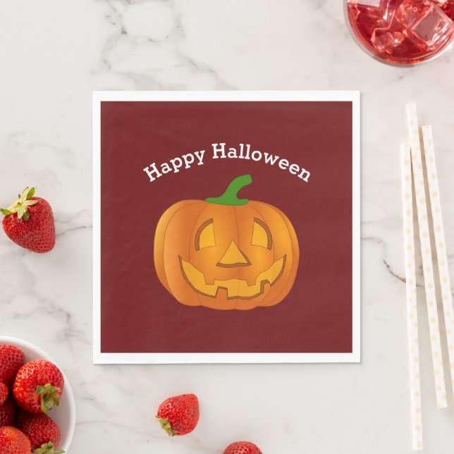 Happy Halloween Pumpkin Red Napkins (Insitu)