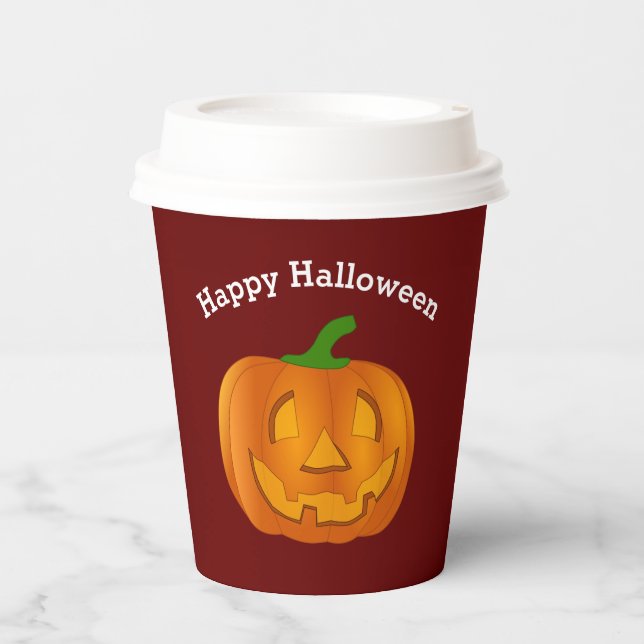Happy Halloween Pumpkin Red Paper Cup (Front)