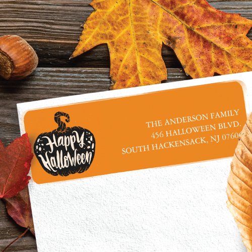 Happy Halloween Pumpkin Return Address Label