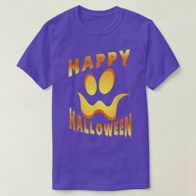 Happy Halloween Pumpkin Scary Face T-Shirt (Design Front)
