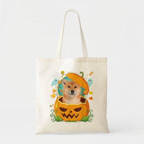 Happy Halloween Pumpkin Shiba Inu Dog Witch Cute H Tote Bag