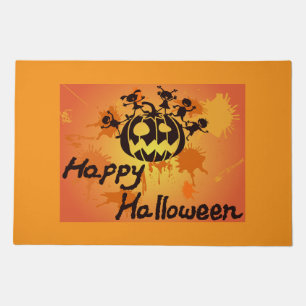 Happy Halloween Pumpkin Silhouette Illustration Doormat
