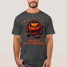 Happy Halloween Pumpkin Smashing Through T-Shirt