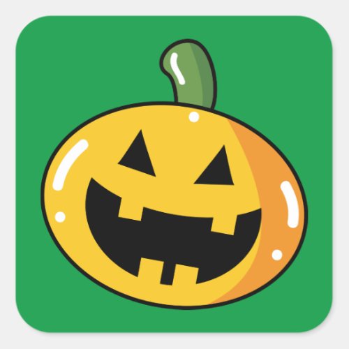 Happy Halloween  Pumpkin Smile Square Sticker
