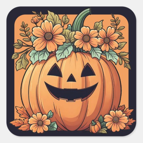 Happy Halloween Pumpkin Square Sticker