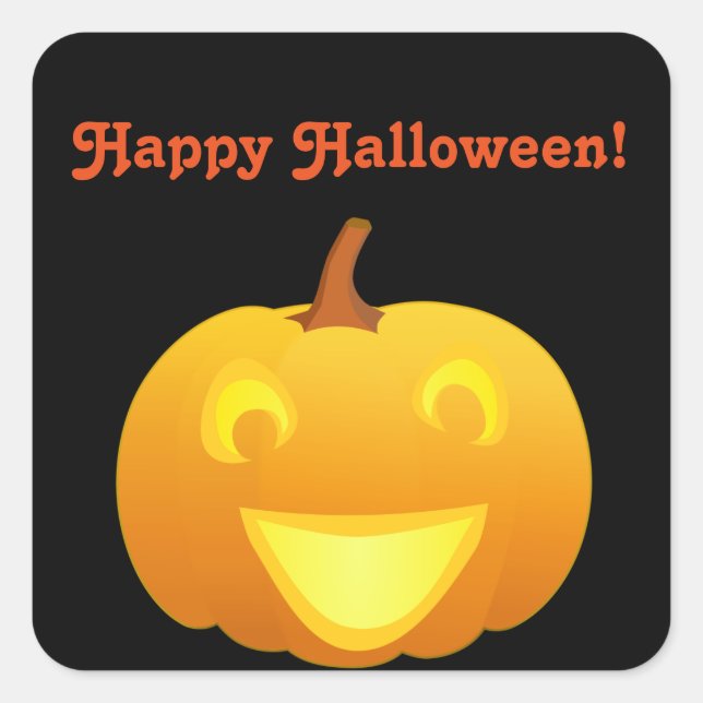 Happy Halloween Pumpkin Square Sticker (Front)