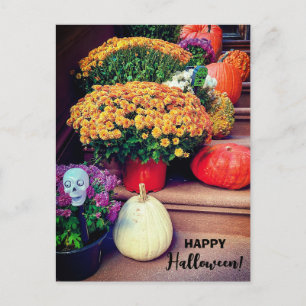 Happy Halloween Pumpkin Stairs New York Postcard