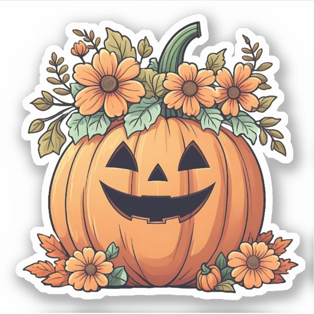 Happy Halloween Pumpkin Sticker (Front)