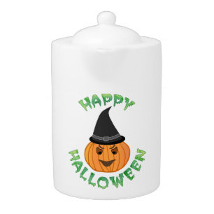 "HAPPY HALLOWEEN" PUMPKIN TEAPOT