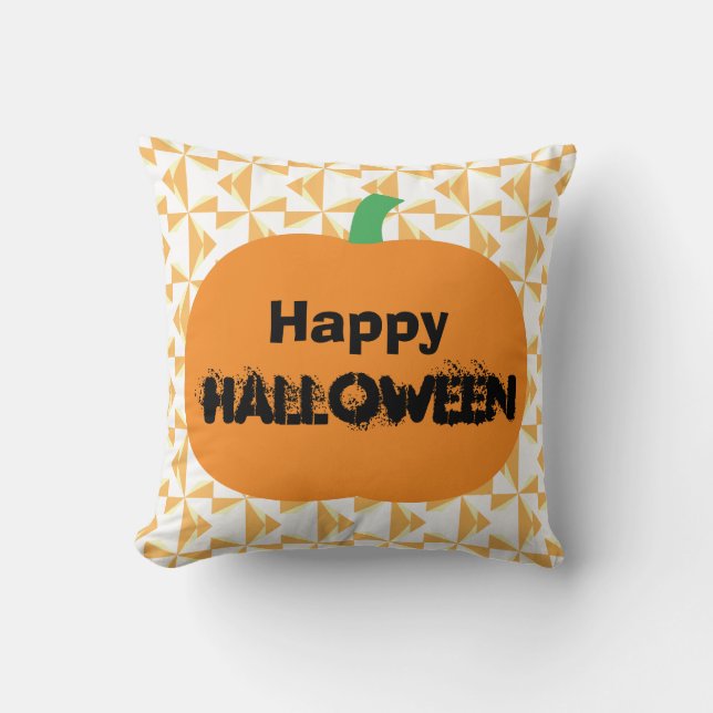 Happy Halloween Pumpkin Throw Pillow (Front)
