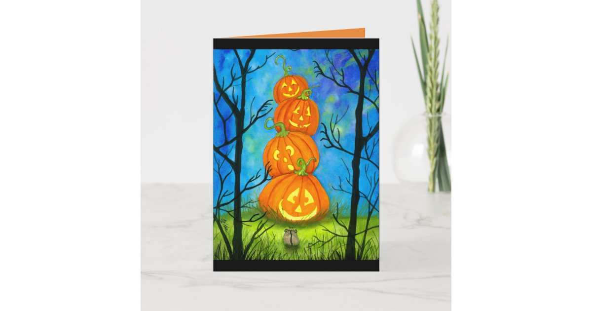 Happy Halloween Pumpkin Totem by Bihrle Card | Zazzle